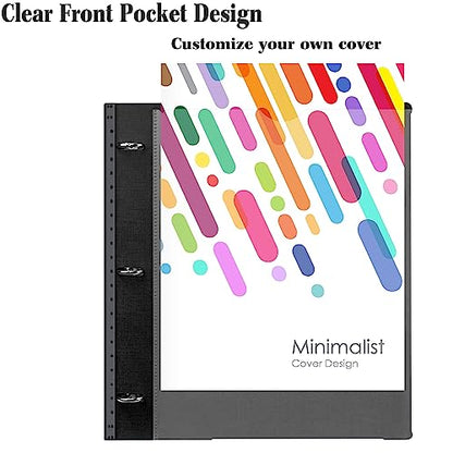 INFUN All-in-one Telescoping Binder Notebook, Refillable 3 Ring Notebook Binder with 1 Plastic Movable Pocket Folder,5 Plastic Subject dividers and Graph Paper and College Ruled Paper- Black - color: Black, size: 1 PCS