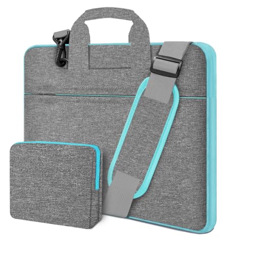 Hseok Laptop Shoulder Bag 13-14 inch Shockproof Water-Resistant HandBag with Small Case Compatible with MacBook Pro/Neo 14" M5/M4/M3/M2/M1, Mac Air/Pro 13.3", XPS 13/14, Most 13"-14" PC,DK gray-blue - color: Dark Gray-blue, size: 13"-14"