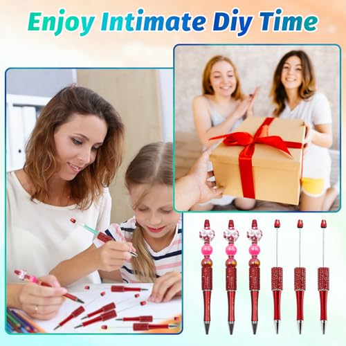 75 Pcs DIY Diamond Beadable Pen Kit - 25 Plastic Rhinestone Beaded Pens Bulk with Refills & Bags - Fancy Cute Glitter Pens for Crafting, Students & Teachers – School Supplies (Red) - color: Red, size: 25