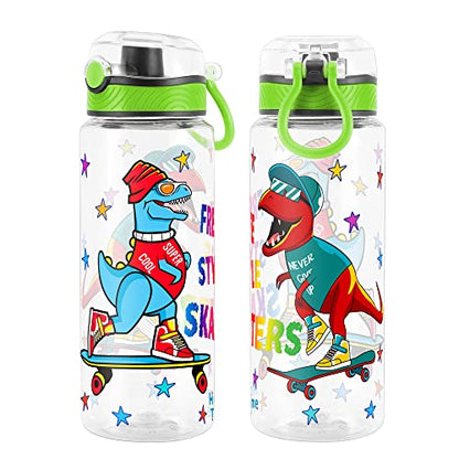 Cute Water Bottle for School Kids Girls, BPA FREE Tritan & Leak Proof & Easy Clean & Carry Handle, 23oz/ 680ml (Skateboarding) - color: Skateboarding