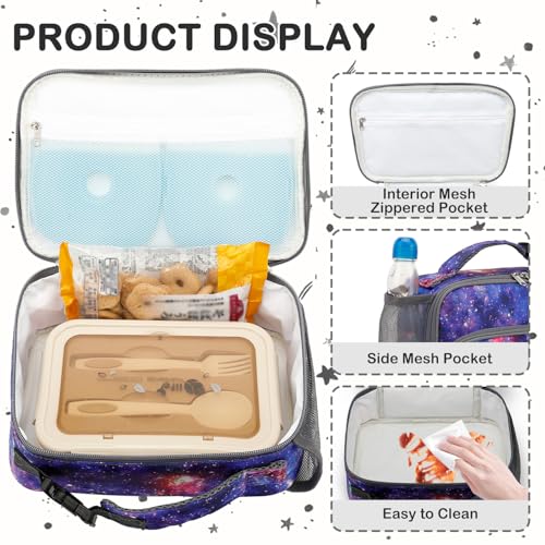 FlowFly Kids Lunch box Insulated Soft Bag Mini Cooler Back to School Thermal Meal Tote Kit for Girls, Boys, Galaxy - color: Galaxy