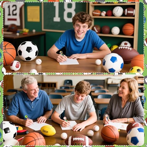 LiYiQ 25Pcs Sports Party Favors Multicolor Pen in One Cartoon Cute Fun 4-in-1 Cute Pens Bulk Kawaii Soccer Football Basketball Baseball Shape Cool Ballpoint Pens Fun Gifts - style: Sports