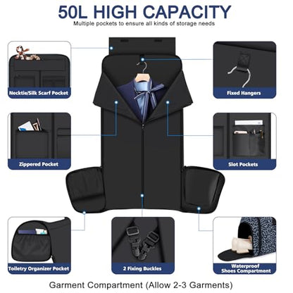 Convertible Garment Bags for Travel - Carry on Garment Duffle Bag with Backpack Straps for Men Women, 4 in 1 Large Travel Duffel Bags with Shoes Compartment Hanging Suit Dress Weekender Bag 3pcs Set - color: D4-Blue