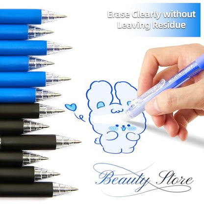12Pcs Retractable Erasable Gel Pens Clicker,Fine Point 0.7mm Smooth Writing Pens,For Writing Journaling Taking Notes School Office Home. (6Black+6Blue) - color: 6Black+6Blue