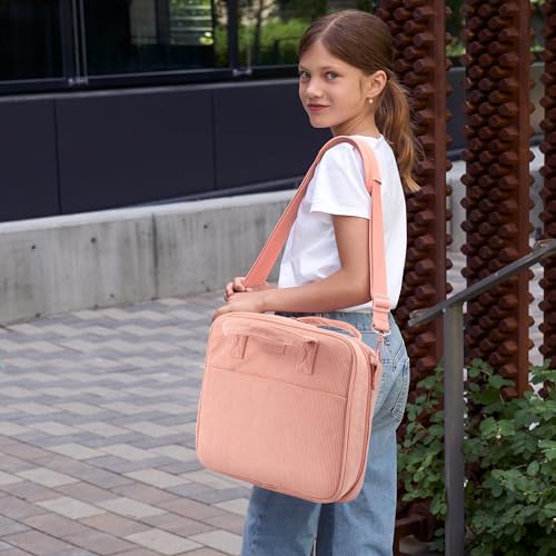 Sturdy 3-Ring Zipper Binder with Shoulder Strap for School – Beautiful 2-Inch Zip-Up Binder with Extra Pockets Holds 500 Sheets, Books & Laptop – Easy-to-Carry Trapper Keeper Made of Premium Fabric - color: Pink