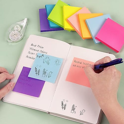 Eastern Wolf Sticky Notes 3x3 inch, 8 Bright Multi Colors, 85 Sheets/Pad | Self-Stick, Multi-Color, Removable & Residue-Free - color: 3x3 8 Pads Bright Colors