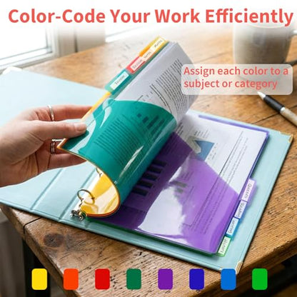 40 Pack 3 Ring Binder Dividers with Tabs and Pockets, 8 Tab Divider for 3 Ring Binder, Plastic 2-Pocket Dividers for Letter Size