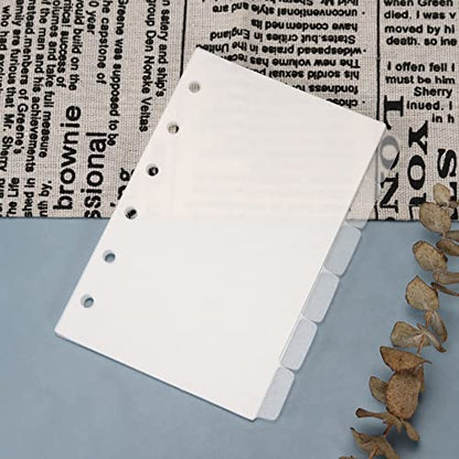 Koqye 12pcs A7 Pocket 6-Ring Binder Dividers with Tabs & Planner Stickers | 3.19" x 4.96", Transparent Sturdy Insertable Notebook Planner Tab Dividers for Binders, Agenda Accessories