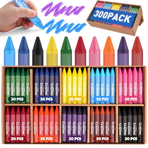 300 Pack Jumbo Crayons Bulk for Toddlers 1-3.10 Colors Washable Unbreakable Toddler Crayons for Toddler Coloring,Bulk School Supplies,Restaurants,Party Favors,Stocking Stuffers,Preschool Must Haves