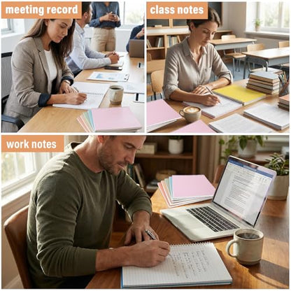 Maitys 6 Pcs Legal Pad Steno Spiral Notebook 8.5" x 11" Top Bound Spiral Pads Hard Cover College Ruled Notepad 70 Sheet Pad for School Office University Home(Cute Color,Iridescent Style) - color: Cute Color, style: Iridescent Style