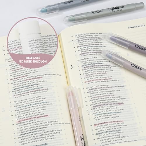 YISAN Bible Highlighter, 8 Dusty Colors | Dry Highlighter, No Bleed, 70634 - color: Dusty