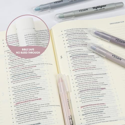 YISAN Bible Highlighter, 8 Dusty Colors | Dry Highlighter, No Bleed, 70634 - color: Dusty