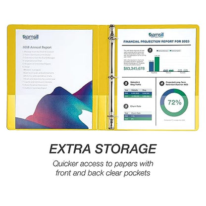 Samsill Durable 0.5 inch 3 Ring Binder, D Ring Binder, 100% Recycled Chipboard, Yellow - color: Yellow, size: 1 Pack, style: 0.5 Inch