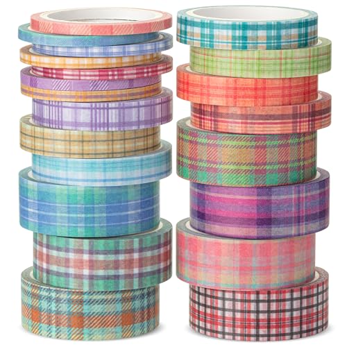 Mr. Pen- Washi Tape Set, 21 Rolls, Assorted Sizes, 5 Yards/Roll | Washi Tape for Scrapbook, Arts, Crafts, Journals and Planners, Plaid Design - color: Plaid Design, size: 0.1", 0.3", 0.6", 21 Rolls