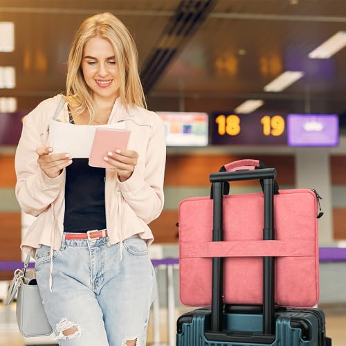 15.6-16 Inch Laptop Sleeve Shoulder Bag Notebook Chromebook Computer Carrying Case Compatible with 15.6 inch Acer Asus Dell HP Thinkpad, Pink - color: Pink, size: 15.6"-16"