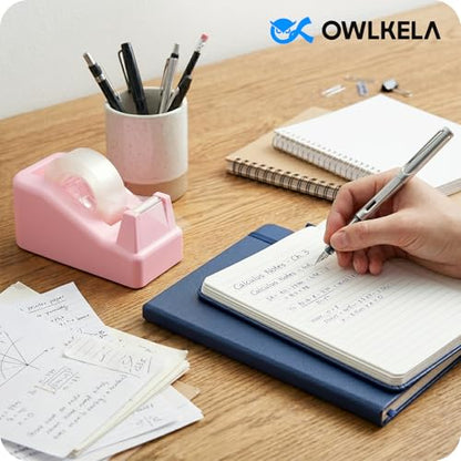 OWLKELA Lightweight Desktop Tape Dispenser, Non-Skid Base Tape with Dispenser, Ideal for Office, Home and School, 1 Pack Tape Holder with 8Pcs Transparent Tape, 0.71 Inch x 1000 Inches, Pink - color: Pink, size: 1 Pcs