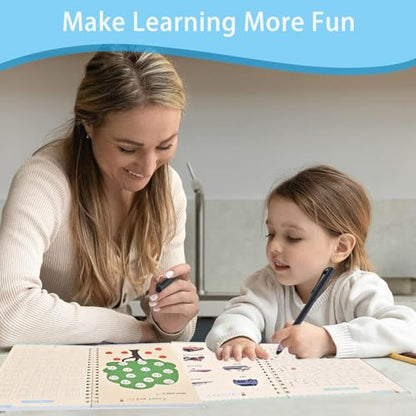 Handwriting Book Practice for Kids,Reusable Grooved Handwriting Workbooks | Magic Grooved Writing Practice for Kids Age 3-5 - size: 5.1inx7.1in