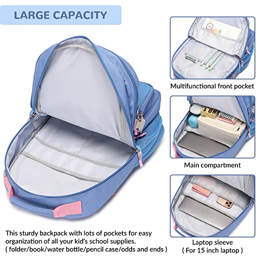 Water Resistant Backpack for Teen Girls Boys Students, Casual Multi Pockets Daypack with 15.6 inch Laptop pocket for Travel School College (Grey) - color: Grey With Embroidery