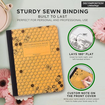 Decomposition Honeycomb College Ruled Composition Notebook - 9.75 x 7.5 Journal with 160 Lined Pages - Notebooks for School Supplies, Home & Office - 100% Recycled Paper - Made in USA - color: Honeycomb