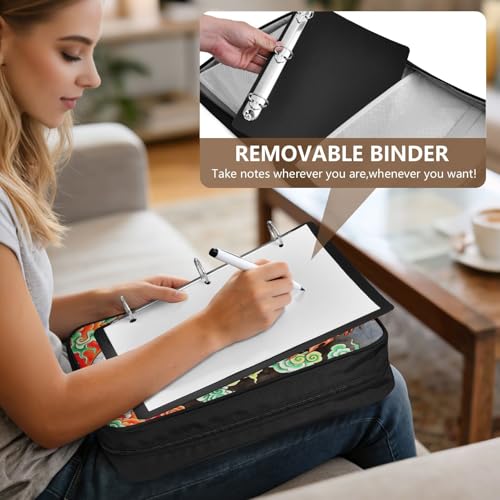 3-Hole Ring Binder Bag with 7-Pocket Accordion Index White Dragon Document Case with Elastic Pen Loops Organizer