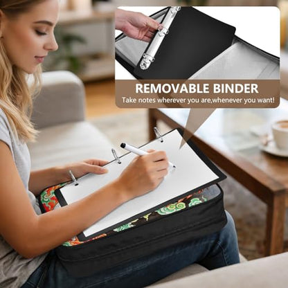3-Hole Ring Binder Bag with 7-Pocket Accordion Index White Dragon Document Case with Elastic Pen Loops Organizer