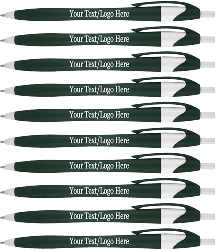 SyPen Personalized Pens With your Custom Logo or Text-1000 Pack Bulk-for Businesses, Parties, and Events, Custom Printed Slim Ballpoint Click Pens, Green Barrel Color, Black Ink - color: Green, size: 1 Count (Pack of 1000)