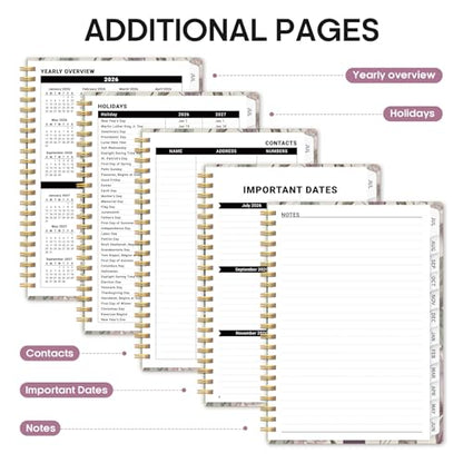 Planner 2026-2027, Academic Year Weekly and Monthly Calender Planner, from Jul 2026 - Jun 2027, Spiral Bound School Planning Book, Perfect for Teacher, Student, Women & Men, A5 (6.3" x 8.5"), Soft Peony - color: N-Soft Peony, size: (6.3"x8.5")a5