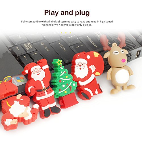 USB Flash Drive Christmas Thanksgiving Gifts Thumb Drive Santa Claus, Christmas Tree, Elk(Pack of 5 32GB) - color: 5xChristmas, size: 32GB