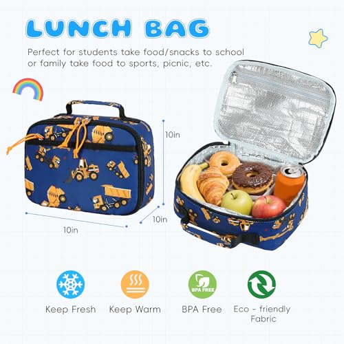 CAMTOP Backpack for Kids, Boys Girls Preschool Backpacks with Lunch Box Toddler Kindergarten School Bookbag Set - color: Rainbow Strip Navy