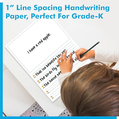 100 Sheets Ruled Writing Paper, Double-Sided Printing 1” Line Spacing with Blank Area Handwriting Writing Paper with Dotted Lines Practice Paper for Kindergarten Toddlers Kids (8” x 10.6”) - size: 8” x 10.6” 100 Sheets, style: Story Paper（vertical version
