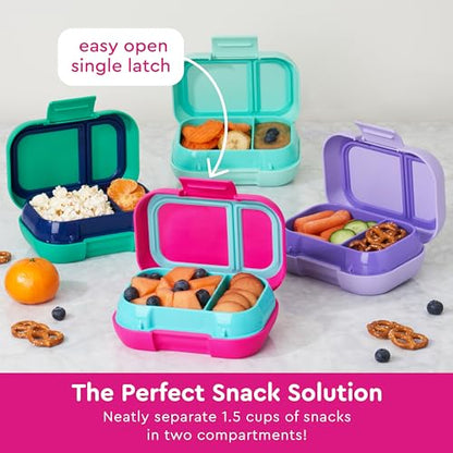 Bentgo Kids Snack Leak-Proof 2 Compartment Bento-Style Container | For Snacks & Small Meals, Easy-Open Latch, Dishwasher Safe, BPA-Free for School, Daycare, & Sports, Ages 3+ (Fuchsia/Teal) - color: Fuchsia/Teal