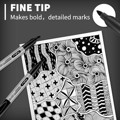 Black Permanent Markers Bulk Fine Point, Fine Tip Markers Set, Quick Drying and Fade Resistant, Works on Wood, Plastic, Paper, Metal for Classroom, Office, Home, 100 Count - size: 1 Count (Pack of 100)