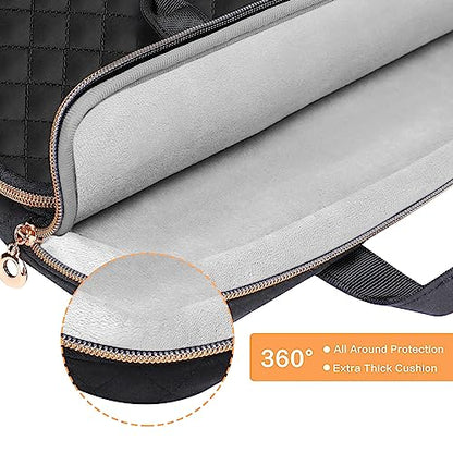 MOSISO 360 Protective Laptop Case 13.3 inch, 13-13.3 inch Laptop Sleeve Compatible with MacBook Air/Pro 13/Pro 14,HP Dell ASUS Lenovo, Square Quilted Bag Cover with 2 Pockets&Handle&Belt, Black - color: Black, size: 13.3 inch