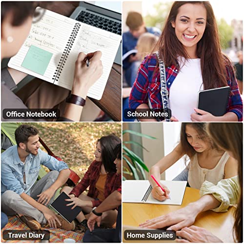 EUSOAR A5 Spiral Notebook, 6 Pack 5.5" x 8.3" 120 Pages Hardcover Lined Travel Writing College Ruled Notebooks, Memo Notepad Sketchbook, Students Office Business Subject Diary Ruled Book Journal - color: Black, size: 6 Packs