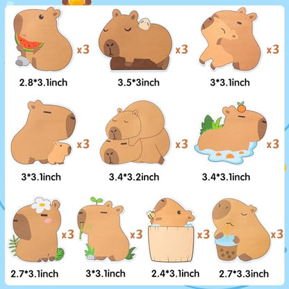Xqumoi 30 Pack CAPY Sticky Notes - Cute Cartoon CAPY Self Sticky Notepads Writing Memo Pads Animal Page Marker for Office School Student Birthday Party Favors Goodies Bag Fillers 600 Sheets - style: Capy