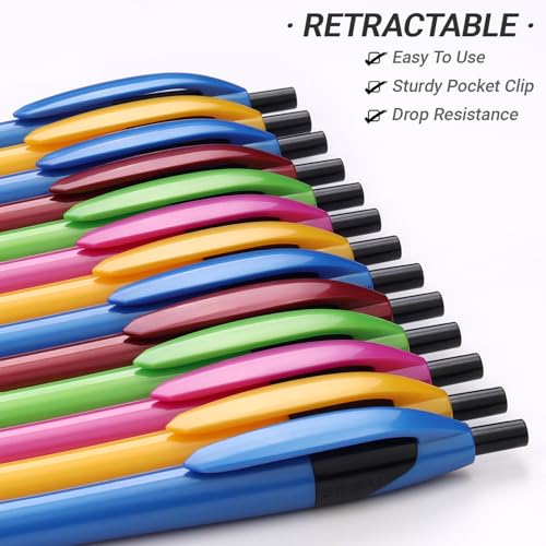 Pens Bulk, 60 Pack Gripped Slimster Ballpoint Pens Black Ink | 1.0mm Smooth Writing No Bleed No Skip, Click Pens with Comfort Grip for Teachers, Students, Servers, School & Office Use - style: Classic