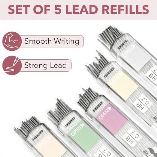 Mr. Pen- Mechanical Pencil Set with Lead and Eraser Refills, 5 Pack | 0.7mm, Sketching Pencils, Drafting Pencil, Drawing Mechanical Pencils