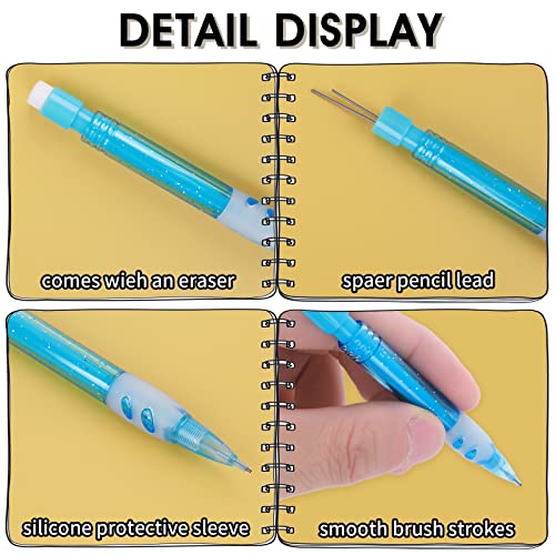 cobee® 12 Pcs Mini Mechanical Pencils 0.7 mm Automatic Pencils with Erasers Small Pencil with Silicone Handguard for Writing Drawing Sketching