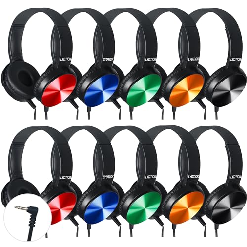 10 Pack Kids Headphones Bulk for School Classroom, Over-Ear Headphones Wired School Supplies for Kids Students Teachers, 3.5mm Jack(Multicolor) - color: Colorful