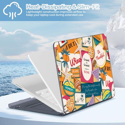 Teryeefi Case for MacBook Neo 13 Inch 2026 (Model A3404) Printing Hard Shell Cover with Screen Protector &Keyboard Cover & USB-C Adapters - Colourful Retro Summer Beach - color: Colourful Retro Summer Beach