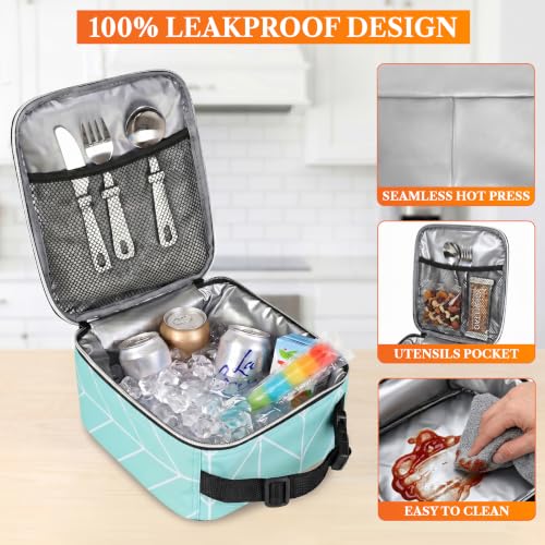opux Insulated Lunch Bag for Kids Boys Girls, Small Compact Lunch Box with Wide Opening & Mesh Pockets, Reusable Lunch Pail for School, Work, Adults, Men, Women, Teal - color: Teal