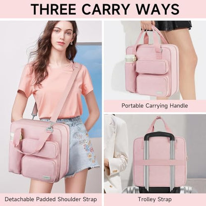 Zipper Binder 3 Ring, 700 Sheets Capacity, Binder 3 Inch with Shoulder Strap Fits 13 Inch Laptop for School and Office,Pink - color: Pink