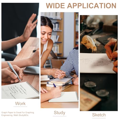 Engrowtic 2 Pack Graph Paper Spiral Notepad A5 Top Wirebound Notepad Grid Notebook Steno Pad Memo Notebook Grid Paper 140 Pages for Writing Sketching Drawing Office Supply (Kraft) - color: Brown