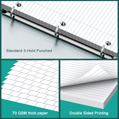 Note Pads 8 X 10.5 Loose Leaf Paper, 200 Sheets, 3 Hole Punched Lined Paper, College Ruled 8 X 10.5 Notebooks, 10-1/2" X 8 Binder Writing Pads, Filler Paper For Engineering, Office, School Supplies - style: White-College Ruled-2 Pack