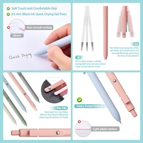 Jutom 39 Pcs Aesthetic Book Annotation Kit Highlighter with Case Bag Gel Pen Transparent Sticky Note Taking Bible Supplies(Khaki,Cute Style) - color: Khaki, style: Cute Style
