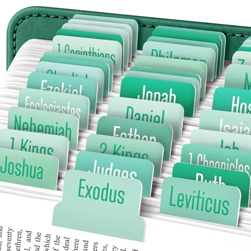 EssexWares – Jade Solid Color Bible Tabs for Old and New Testament, 80 Large Print Tabs for Bible Study, Water-Resistant and Durable Bible Index Tabs for Women and Men - 1.7" Wide - color: Jade