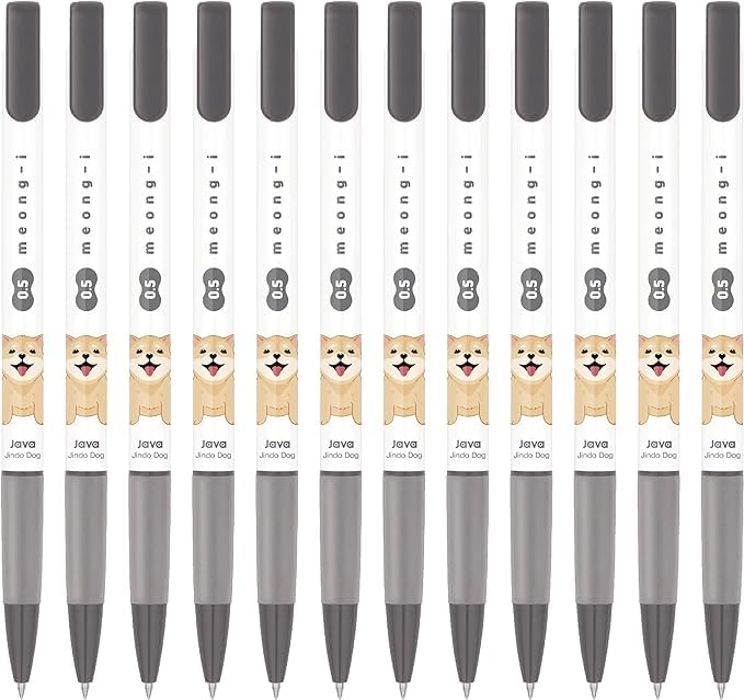 JVPEN Jet-Line Ballpoint Pens – 0.5mm Fine Point, Smooth No-Smudge Ink, Consistent Writing, Black Ink (0.5mm meong-i_Black12Pack) - color: 0.5mm meong-i_Black12Pack