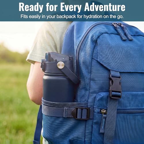 OLDLEY 18oz Insulated Water Bottle with 2-in-1 Straw & Chug Lid, Leakproof Stainless Steel Bottle, Cup Holder Friendly Vacuum Water Bottle for Travel, and School,Navy - color: Navy