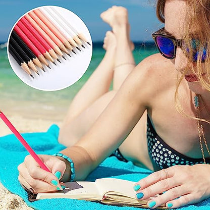 TecUnite 120 Pcs #2 HB Pencils with Eraser No 2 Unsharpened Wooden Hexagonal Pencils for Adults Gifts for School Exam art Learning Office Sketching(Pink Black Series) - color: Pink Black Series