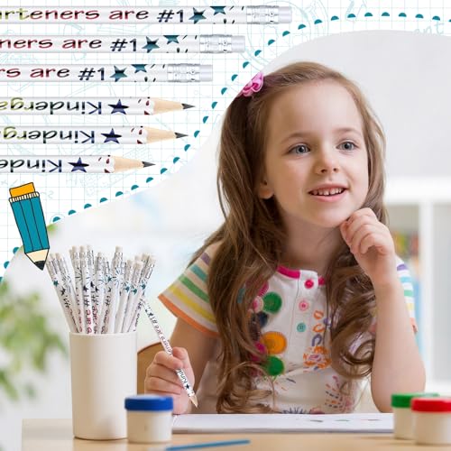 Tenceur 24 Pcs Kindergarten Pencils Bulk Motivational Pencils with Erasers Inspirational Pencil with Back to School Supplies for Kids Student Teacher Classroom Reward - style: Kindergarteners